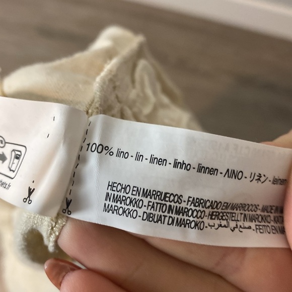 Zara cream linen cross front cargo pants - Picture 7 of 7